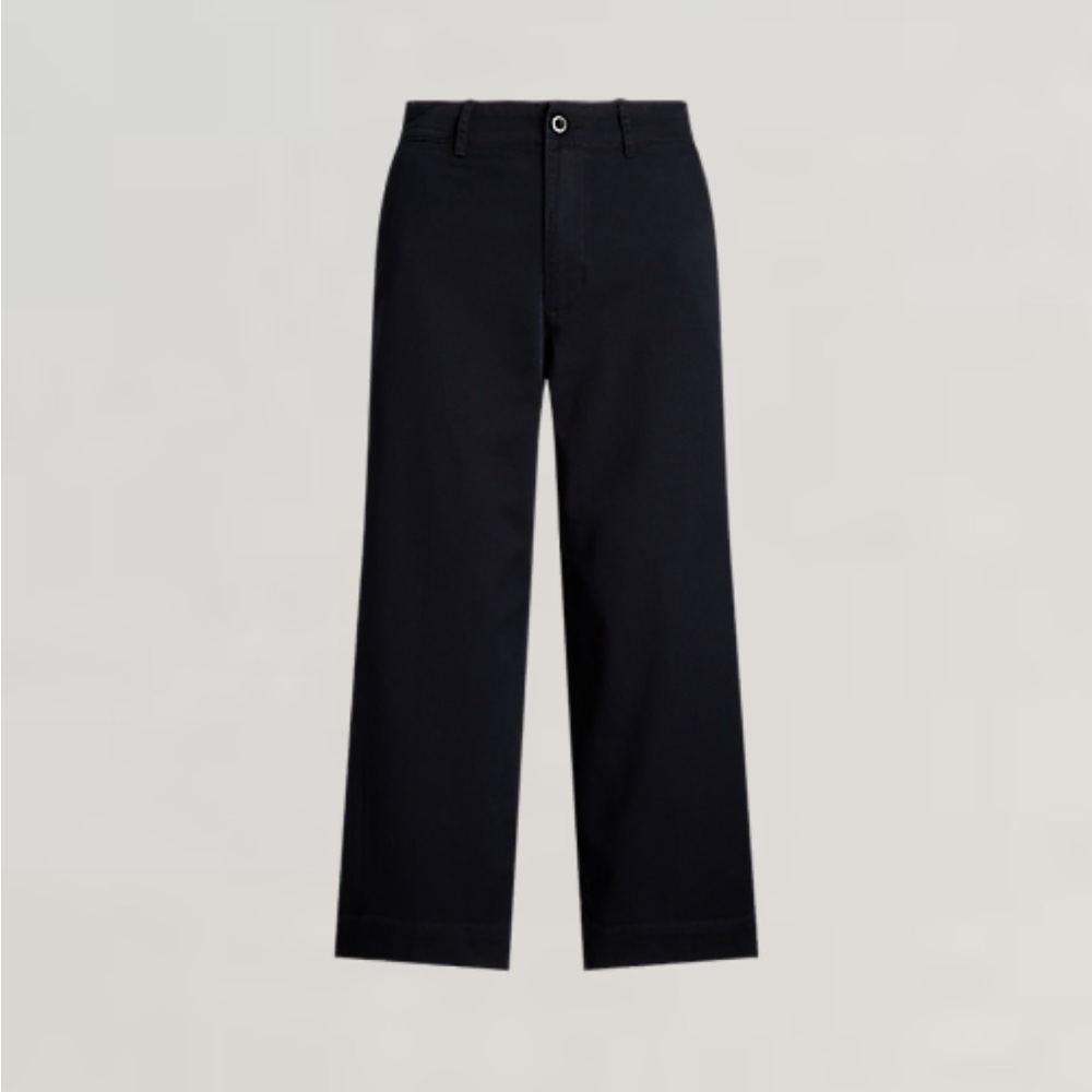 Ralph Lauren twill cotton chino black wide leg cropped pants size 8